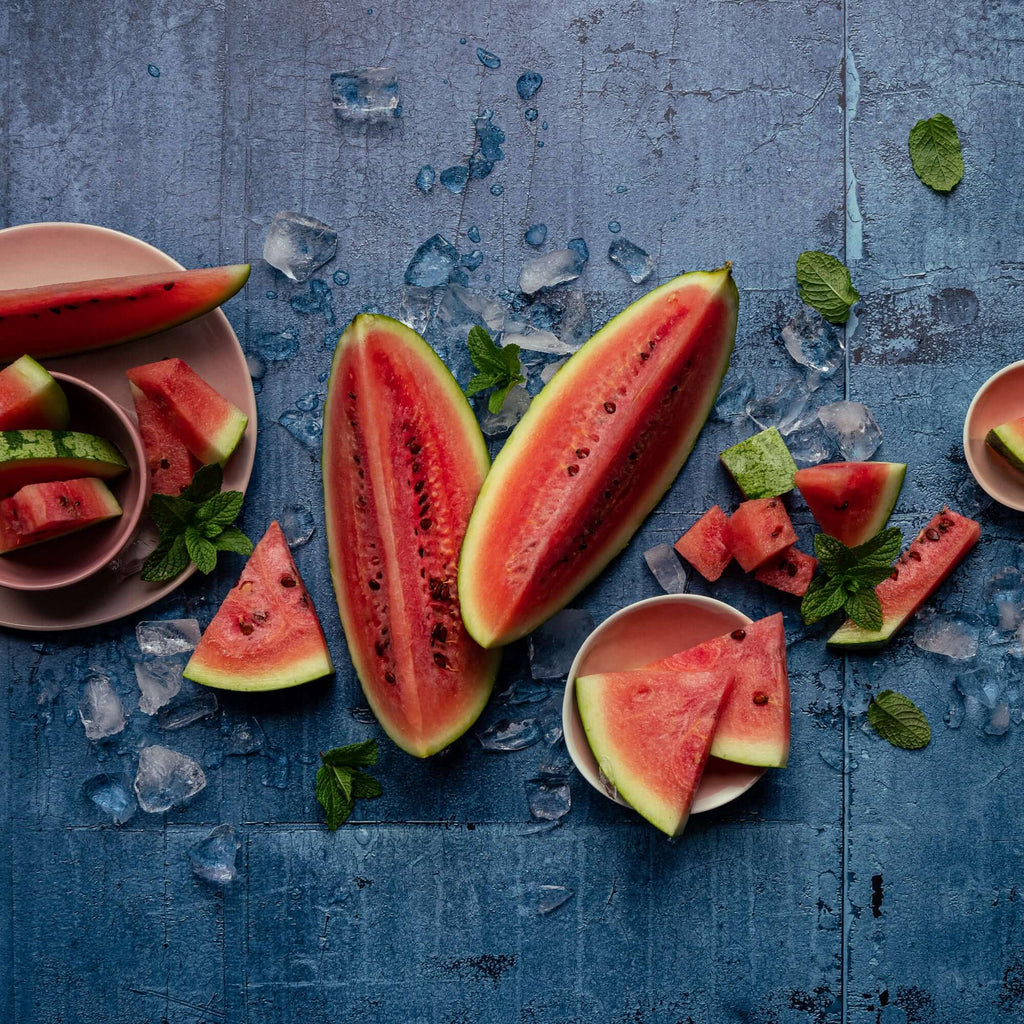 watermelons on blue vinyl backdrop by CM Props & Backdrops