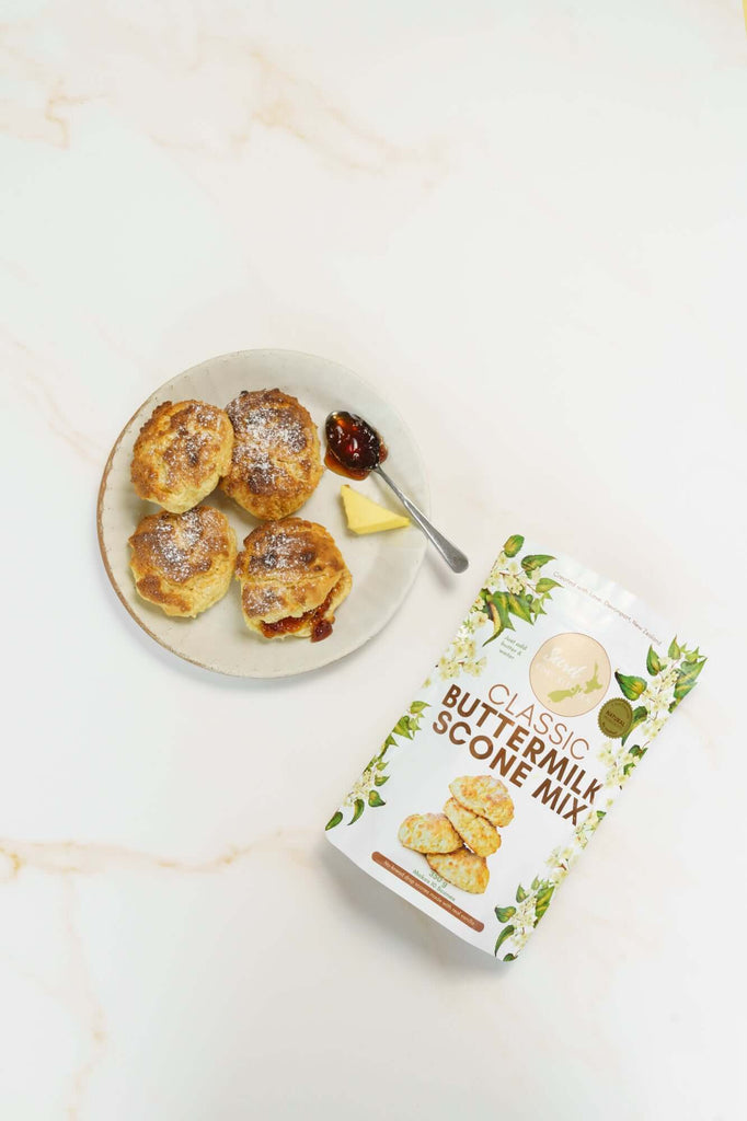 buttermilk scone on warm marble backdrop from CM Props & Backdrops 
