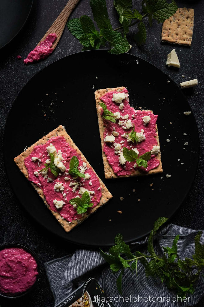 crackers on a plate with dark stucco wall vinyl backdrop from CM Props & Backdrops