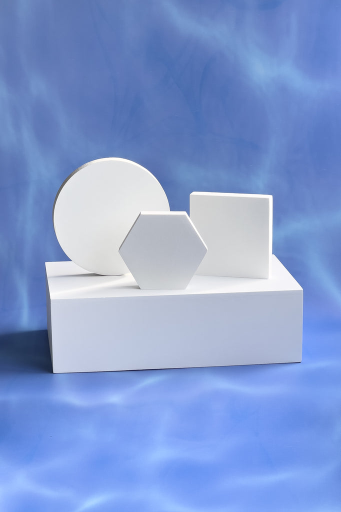 Large Platform Product Riser with various geometric shapes for product photography styling